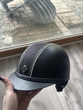 Charles Owen custom Leather Look AYR8 Helmet 6 3/4" Navy