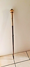 Canne de collection et de marche en bambou pommeau en laiton 86 cm bon état 