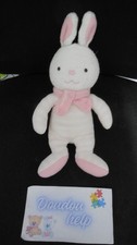 doudou peluche lapin rose blanc rayé rayure LUMINOU 21cm
