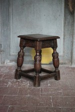 Tabouret bois ancien style anglais Elisabeth 1er, tabouret d'appoint
