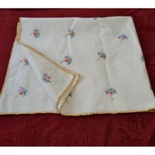Antique hand embroidered tablecloth 115x140 cm