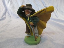 ESCOFFIER SANTON TERRACOTTA FIGURINE FRANCE WIND BLOWN CAPE SHEPHERD WITH CANE