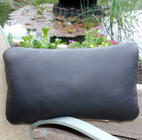 Cuir coussin 50x30 - cuir, en