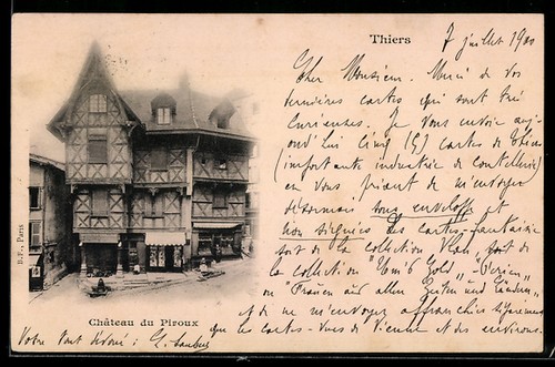 Cpa thiers château piroux - cpa, thiers,