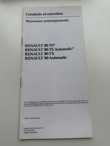 Renault r30 tx notice - renault, 30