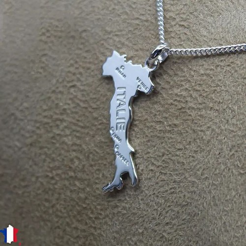 Pendentif carte italie - italie, argent