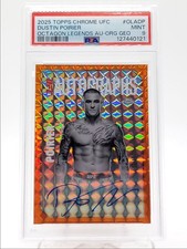 DUSTIN POIRIER 2025 TOPPS CHROME UFC LEGENDS ORANGE GEO AUTO /25 PSA 9 Q4354