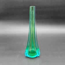 Murano Sommerso Italian Glass Stem Vase Galliano Ferro Blue Green GLOWS 10"