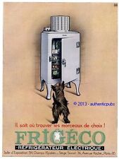1931 Chien FRIGECO FRIDGE ELECTRIC REFRIGERATOR ADVERTISEMENT FRENCH AD COLOR