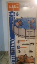 Piscine hors sol ronde tubulaire motif effet rotin tressé hublots échelle filtre