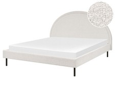 Lit Double Tissu Bouclé Blanc