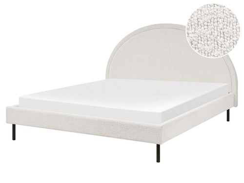 Lit double tissu bouclé blanc - bouclé,