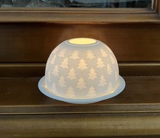 Lithophanie photophore - Sapins - Noel - porcelaine biscuit Bernardaud?