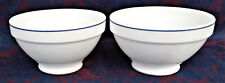 ARCOPAL *  BOL x 2 - blancs liseré bleu * bol à pied douche diam 13cm haut 7,5cm