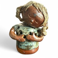 Michel Gardelle Flower Pique Statuette - Girl - Signed - La Borne - 1980