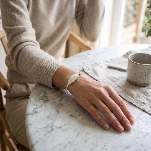 Bracelet jonc feuille - bracelet,