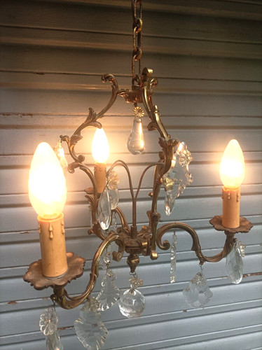 Petit lustre cage bronze et - cage,
