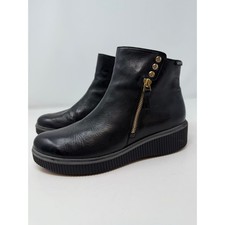 Mephisto Ankle Boots Women's 8.5 Black Leather Ewa Cuir Nappa Side Zip Lux EUC