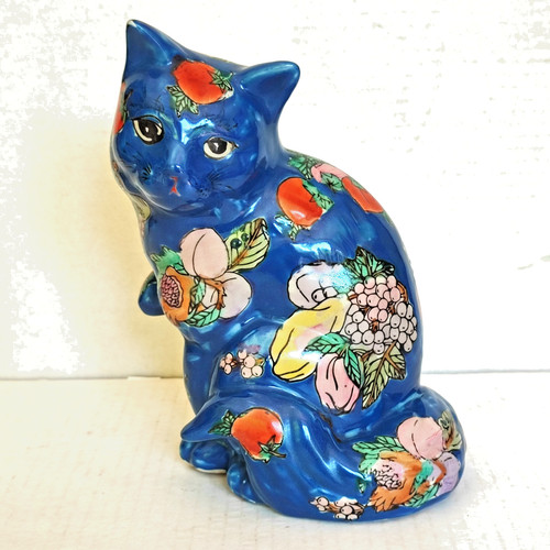 Chat porcelaine chinois - , bleu