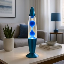 Lampe Magma à Lave Décorative LED de Table Chambre à Coucher Bleu H 33,9 CM