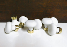 Ø35 Lot 8 Porcelain and Brass Furniture Knob, Vintage Door Handle, Drawer