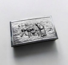 Antique Japan Silver Metal Tobacco Box Vintage Cigarettes Snuff Box Case 