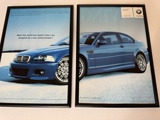 FRAMED Original BMW M3 E46 Coupe Blue Magazine Advert Man Cave Wall Art Retro