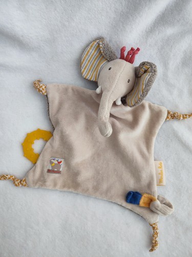 Doudou plat éléphant gris - plat,