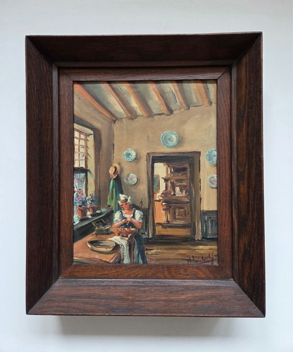 Huile sur toile - scène, de
