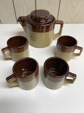 Bonpour Micro-Ondes VTG Pottery Tea Service For Four Teapot With Lid Tea EUC