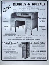 PRESS AD 1909 COSMOS OFFICE FURNITURE VERTICAL BINDER