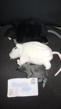 Lot 3 doudou peluche rat souris blanc noir gris IKEA