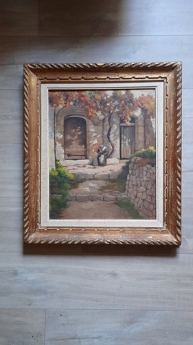 Tableau ancien huile - sur, toile