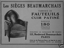 1930 LES SEATS BEAUMARCHAIS PATINATED LEATHER CHAIRS - ADVERTISING
