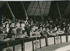 At Cirque Belli, 1961 Vintage silver print.German Walking Circus Turning e