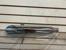 UNIVERSAL MOTORCYCLE MUFFLER CHROME WITH BAFFLE=19" MOUNT FLANGE = 1.5" NEW