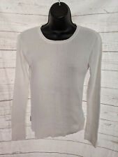 LuLu Castagnette Women's White Ribbed Blouse Top Long Sleeve Size M