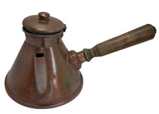 ☕ Ancienne chocolatière en cuivre avec manche en bois brut