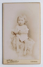 Child sitting sheepskin animal - old photo CDV, Besnier, Lisieux