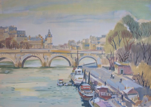 Paris seine quays painting - seine,