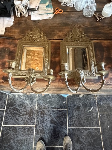 Paire miroirs bougeoirs - paire, de