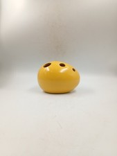 Vase Oeuf Pique Fleurs Faïence Jaune Céramique Vintage années 80 Space Age Pop