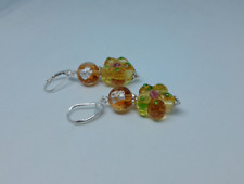 boucles d'oreille dormeuses en argent et verre de murano fleur création unique