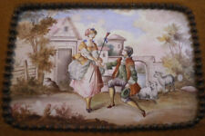 Antique 19thC Limoges Enamel Porcelain on Copper Scenic Plaque Emaille Bild