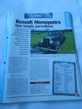 1932 Fiche Carte Auto Renault