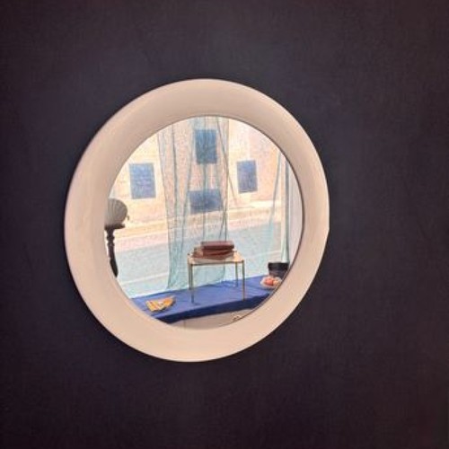 Miroir rond vintage blanc - , –