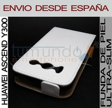 Funda En Cuir Premium Blanche Ultra-Slim Pour Huawei Ascend Y300 Cuir