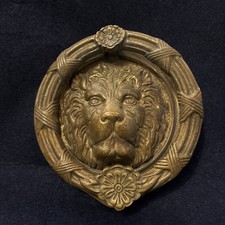 Reclaimed Vintage Solid Brass Door Knocker Lion. Heavy. 6” Diameter. Handsome.
