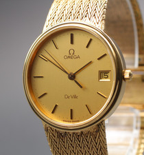 Vintage 1984 [Near MINT] Omega De Ville Cal.1432 31mm Quartz Gold Dial Men's