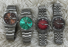 Lot of 4 Seiko 5 Automatic Brown,Red,Sea Green Mens Watch 7009